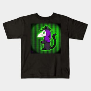 Cyber Goth Kitty Plague Doctor Kids T-Shirt